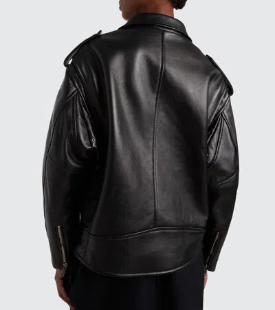 Prada Leather Biker Jacket In Black