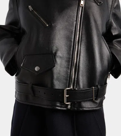 Prada Leather Biker Jacket In Black