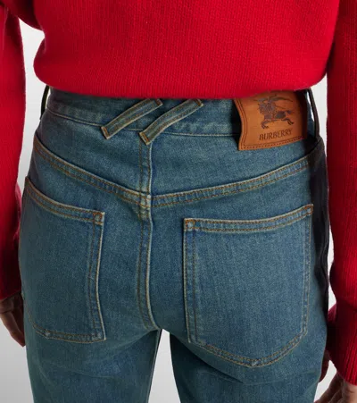 Burberry Check Flared Jeans In Blue