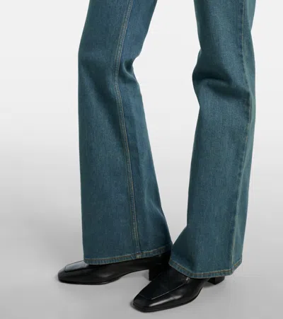 Burberry Check Flared Jeans In Blue