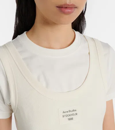 Acne Studios Layered Logo Cotton-blend T-shirt In White