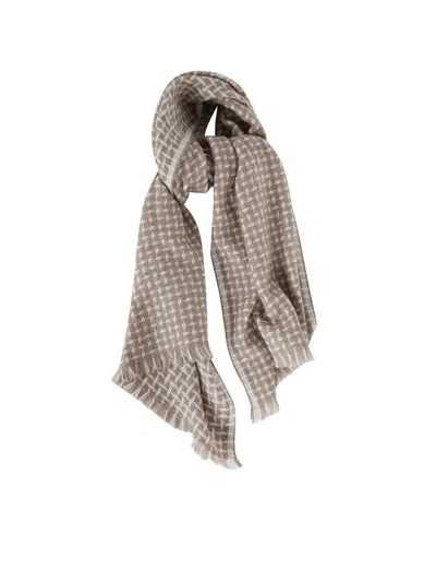 Oats & Rice Cross Pattern Twill Cashmere Scarf