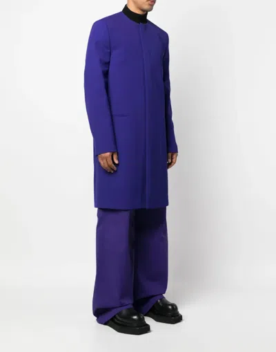 Off-white Logo-patch Single-breasted Coat In Purple