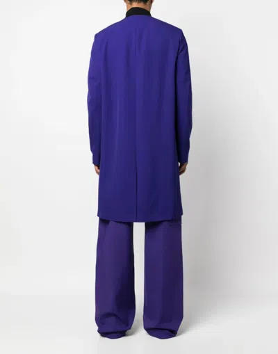 Off-white Logo-patch Single-breasted Coat In Purple