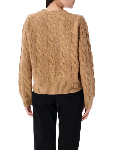 Polo Ralph Lauren Cable Wool And Cashmere Crewneck Jumper In Brown