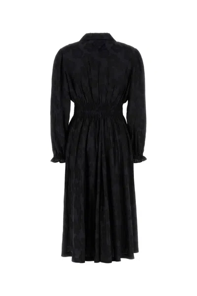 Prada Jacquard Dress Long Sleeves In Black