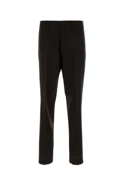 Prada Dark Brown Wool Pant In Black