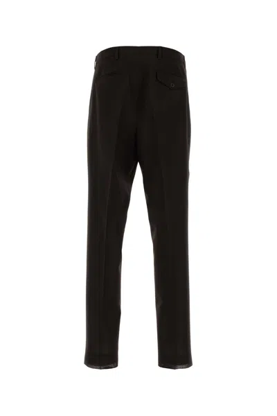 Prada Dark Brown Wool Pant In Black