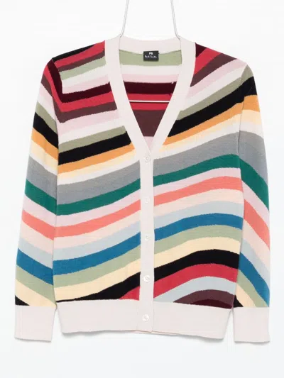 Ps By Paul Smith Ps Paul Smith Striped Wool Cardigan In Multi