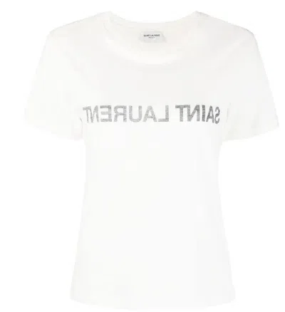 Saint Laurent Reverse Logo-print T-shirt In White