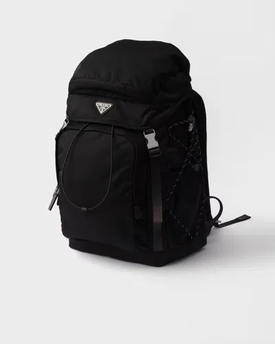 Prada Speedrock Rucksack Aus Re-nylon Und Leder In Black
