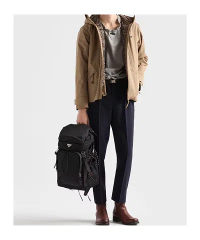 Prada Speedrock Rucksack Aus Re-nylon Und Leder In Black