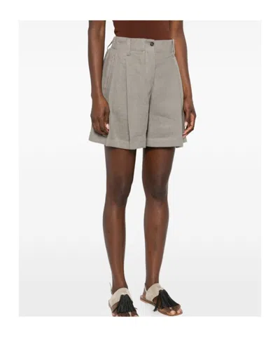 Brunello Cucinelli Linen Shorts In Gray