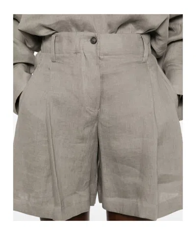 Brunello Cucinelli Linen Shorts In Gray
