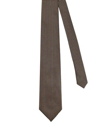 Tom Ford Silk Tie With Micro Pattern In Brown