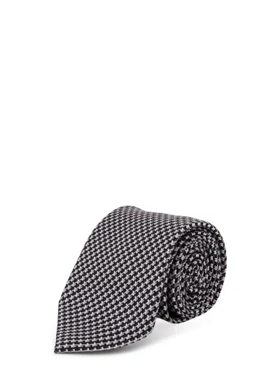Tom Ford Geometric-pattern Silk Tie In Gray