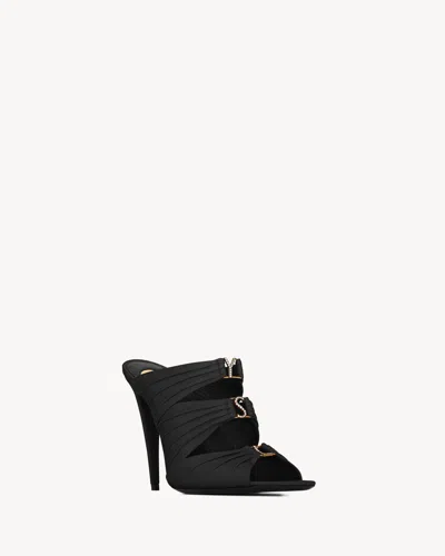Saint Laurent Emilie Mules Open Toe Stiletto Heel In Black