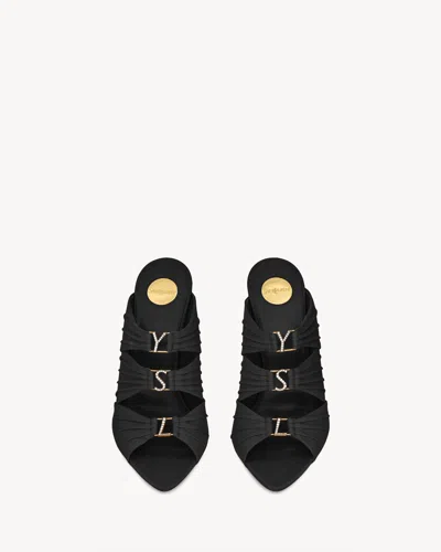 Saint Laurent Emilie Mules Open Toe Stiletto Heel In Black