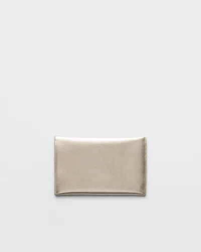 Prada Saffiano Leather Envelope Clutch In Gold