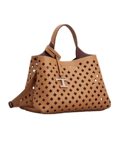 Tod's Apa Openwork Micro Handbag In Brown