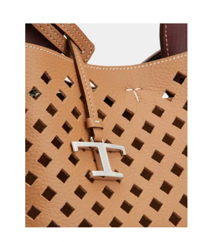 Tod's Apa Openwork Micro Handbag In Brown