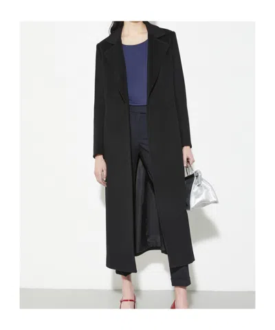 Maxco. Wool Belted Long Coat In Black