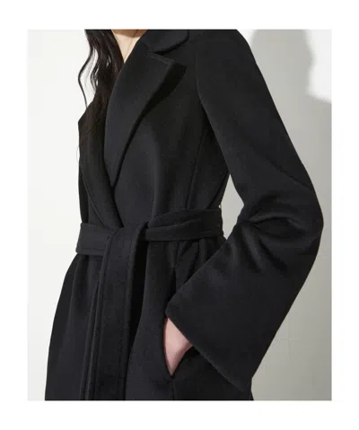 Maxco. Wool Belted Long Coat In Black