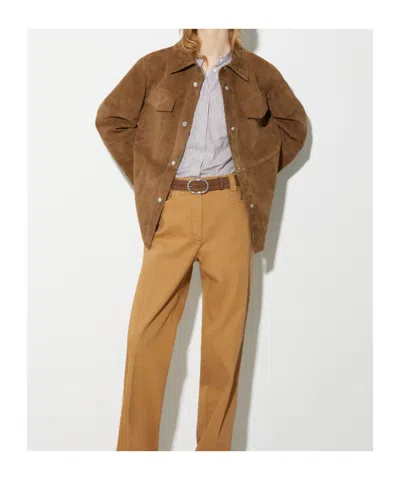 Maxco. Suede Shirt Jacket In Brown