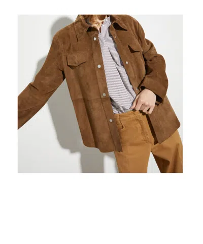 Maxco. Suede Shirt Jacket In Brown