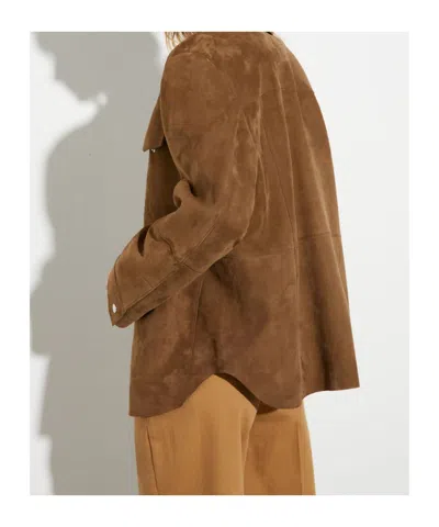 Maxco. Suede Shirt Jacket In Brown