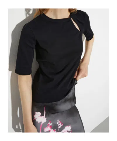 Maxco. Ribbed Cutout T-shirt In Black