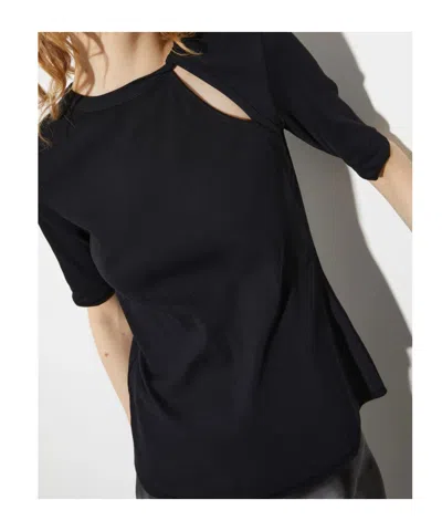 Maxco. Ribbed Cutout T-shirt In Black