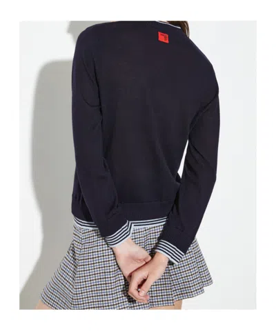 Maxco. Long-sleeved Wool Knit Sweater In Blue