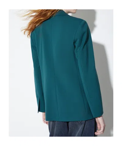 Maxco. Double-breasted Gabardine Blazer In Blue