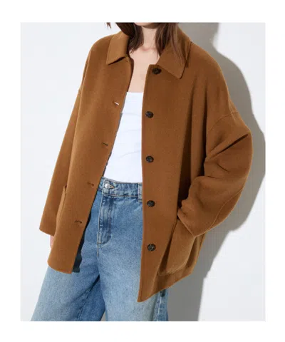 Maxco. Double-sided Wool Shacket In Brown