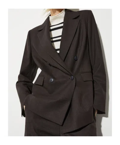 Maxco. Double-breasted Wool Blend Suit Jacket In Black