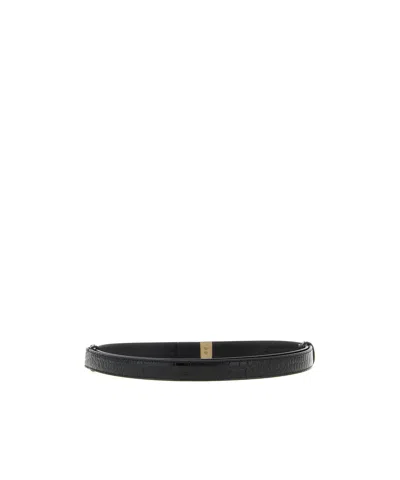 Tom Ford Croc Embossed T Shape Adjustable Belt In Black