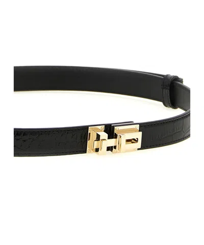Tom Ford Croc Embossed T Shape Adjustable Belt In Black
