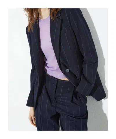 Maxco. Pinstripe Flannel Suit Jacket In Black