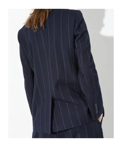 Maxco. Pinstripe Flannel Suit Jacket In Black