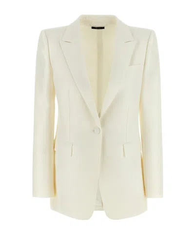 Tom Ford Single-breasted Long-sleeved Suit Jacket In Gray