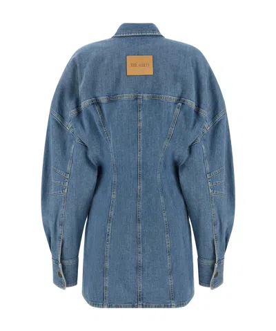 Attico Women Blue Shirt Collar Denim Mini Dress, Xs Luxury Dresses For Women Darveys