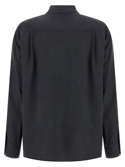 Max Mara Mxmsiamese Collared Shirt Long Sleeves Pocket In Gray