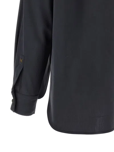 Max Mara Mxmsiamese Collared Shirt Long Sleeves Pocket In Gray