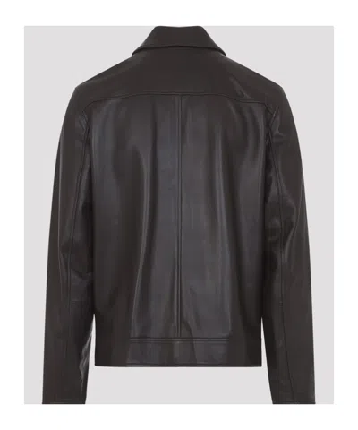 Paul Smith Regular Fit Leather Jacket Collared Design In Brown