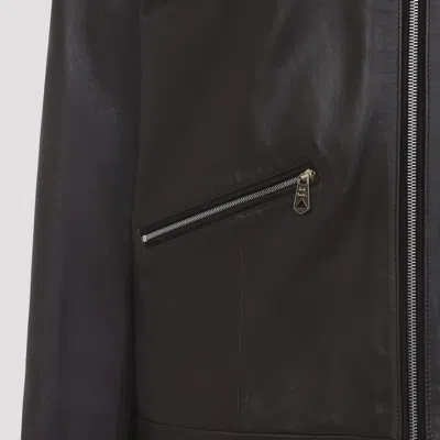 Paul Smith Regular Fit Leather Jacket Collared Design In Brown