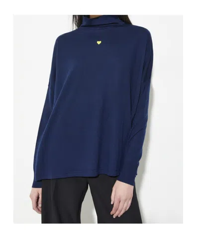 Maxco. Wool Turtleneck Sweater In Blue