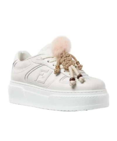 Fendi Match White Leather Platform Low-tops In White
