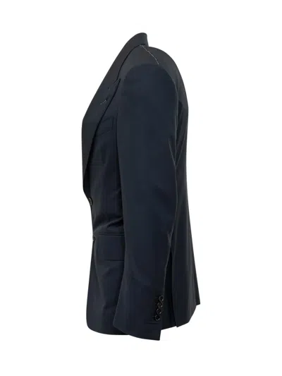 Tom Ford Wool Super 110s Sharkskin Shelton 2-piece Suit In Navy