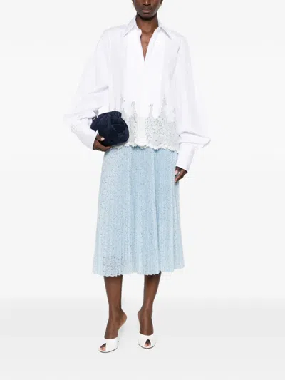 Ermanno Scervino Long Skirt Pleated Midi Lace Elastic In Blue